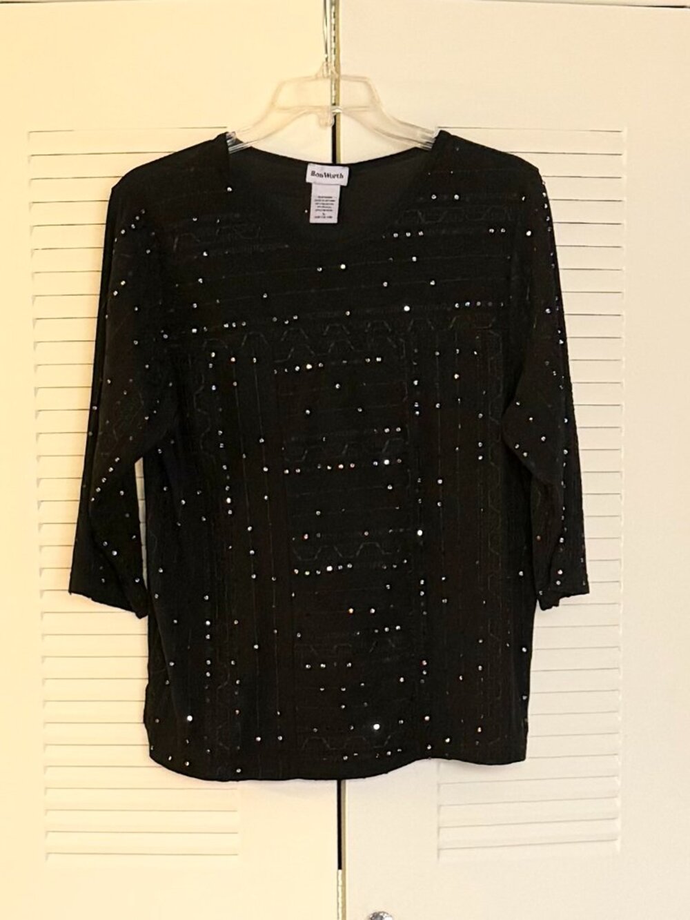 Vintage BonWorth Black ¾ Length Sleeve Casual Top